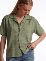 Boxy Textured Seersucker Bowling Shirt - 1932