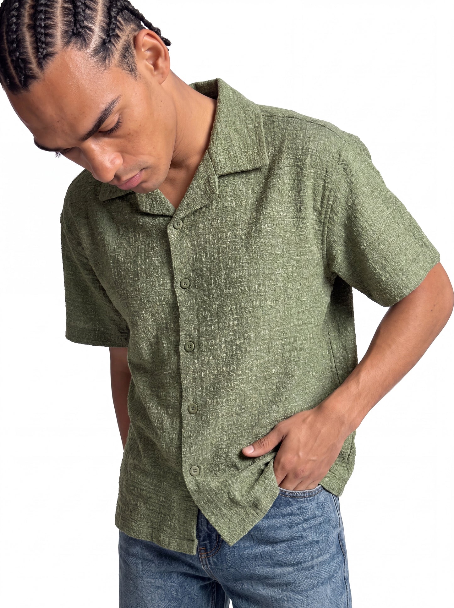 Boxy Textured Seersucker Bowling Shirt - 1932