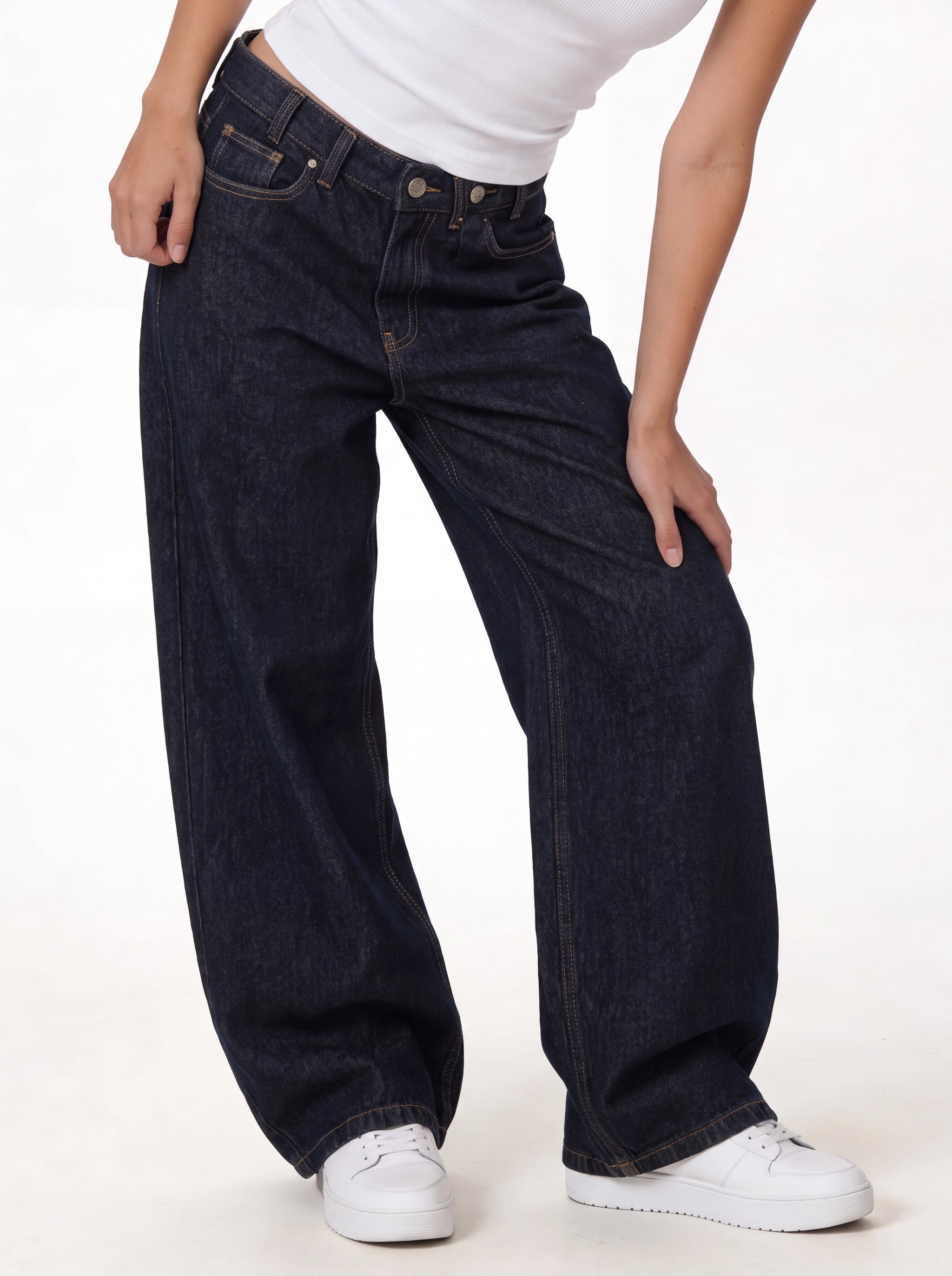 Wide-Leg Raw Indigo Denim Jeans - EIGHTIES