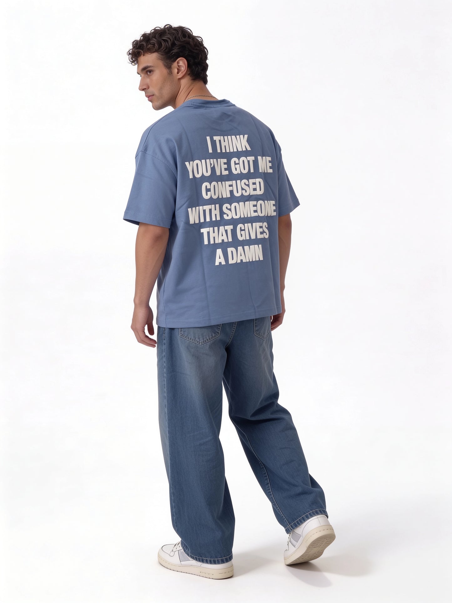 Typography Back Print T-Shirt Cotton Oversized Fit - seven