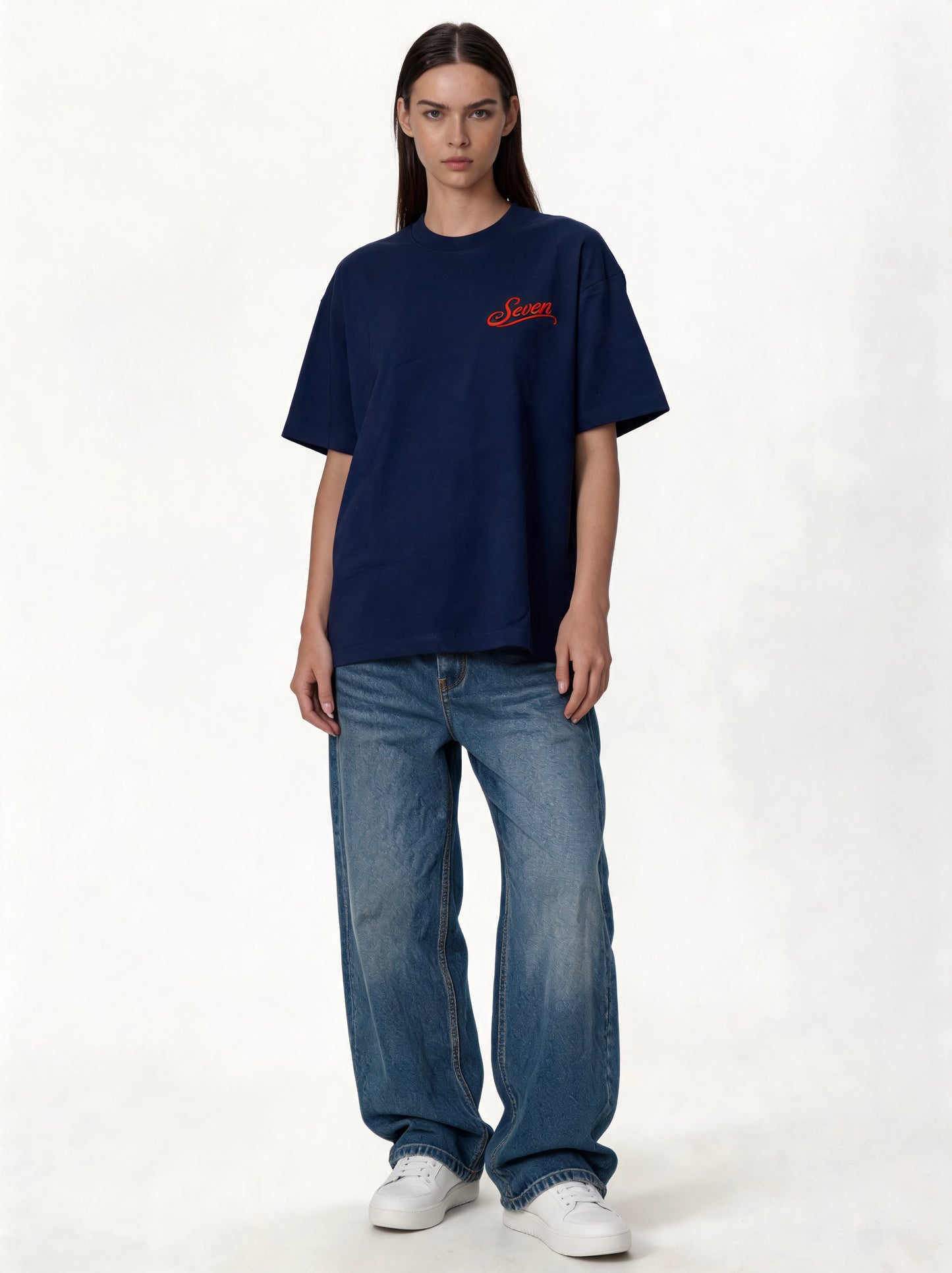 Logo Graphic T-Shirt Cotton Oversized Fit - seven