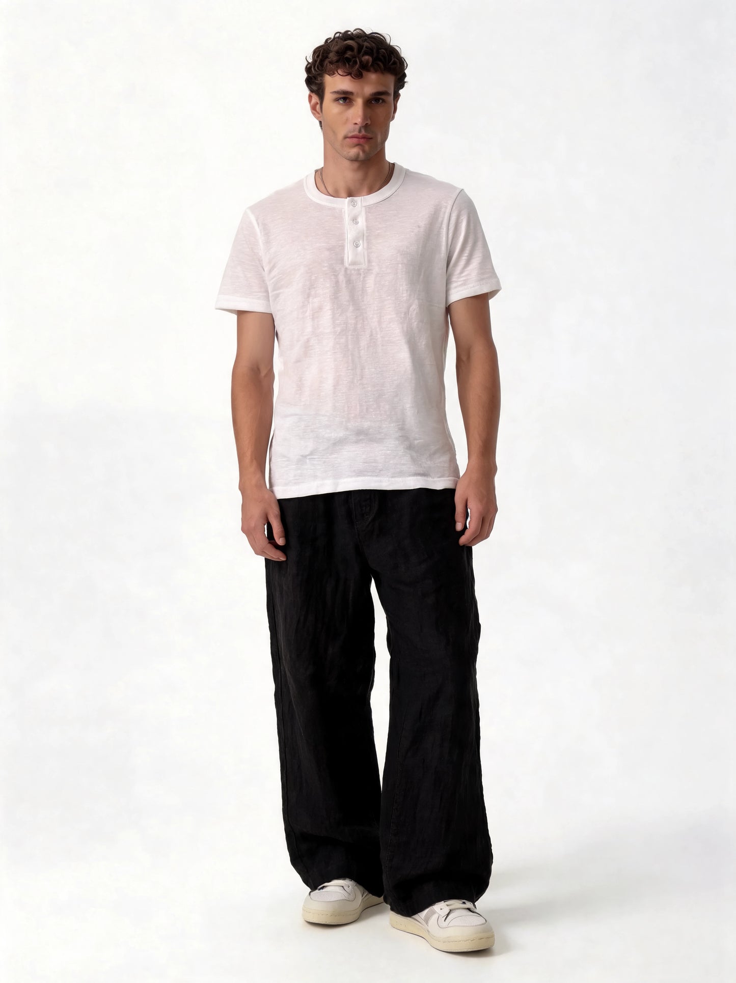 Buttoned Henley T-Shirt Cotton Regular Fit - seven