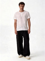Buttoned Henley T-Shirt Cotton Regular Fit - seven