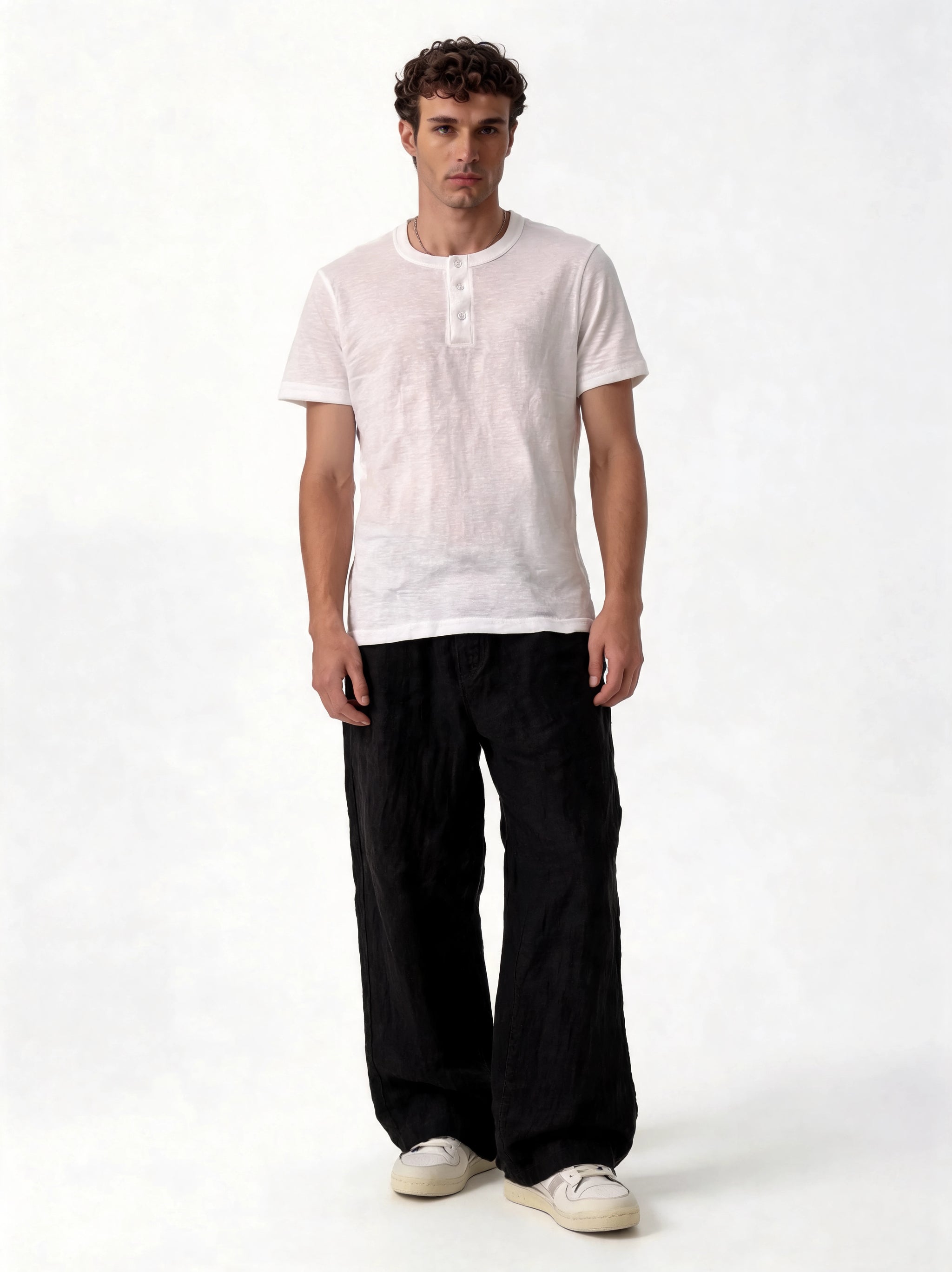Buttoned Henley T-Shirt Cotton Regular Fit - seven