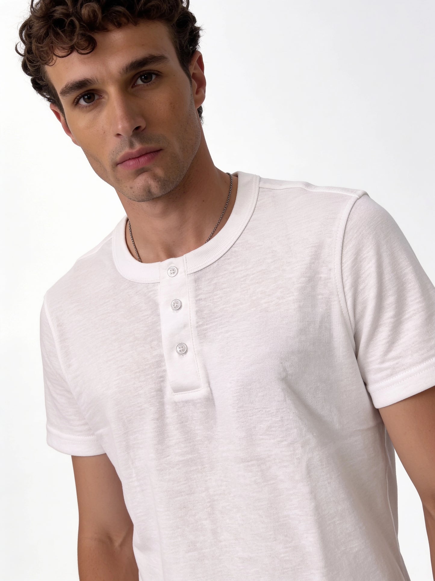 Buttoned Henley T-Shirt Cotton Regular Fit - seven