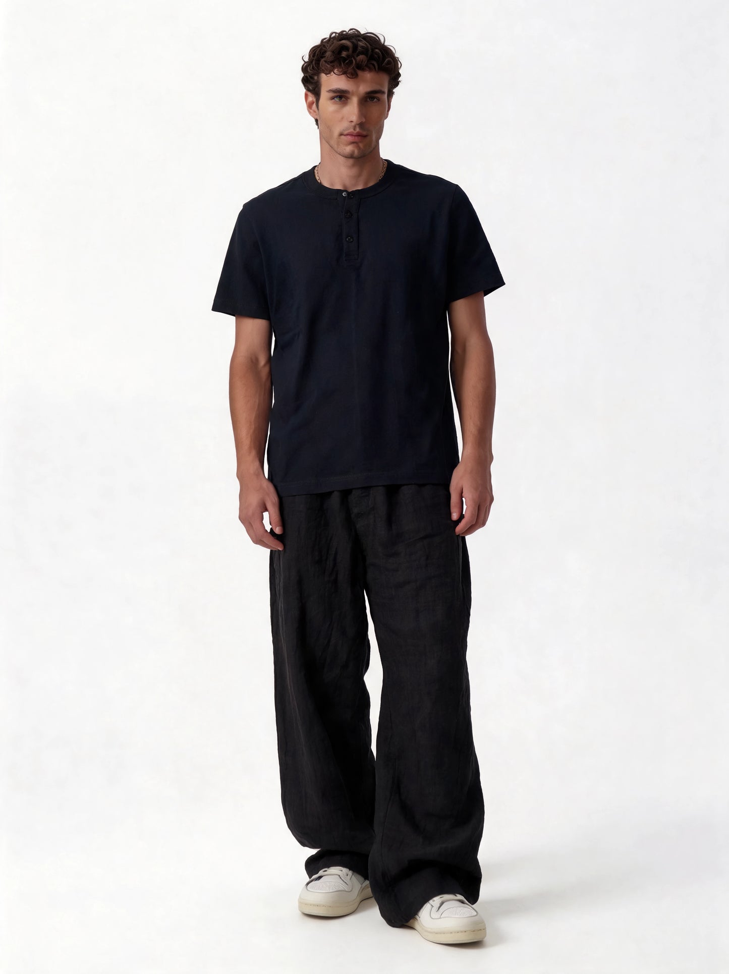 Buttoned Henley T-Shirt Cotton Regular Fit - seven