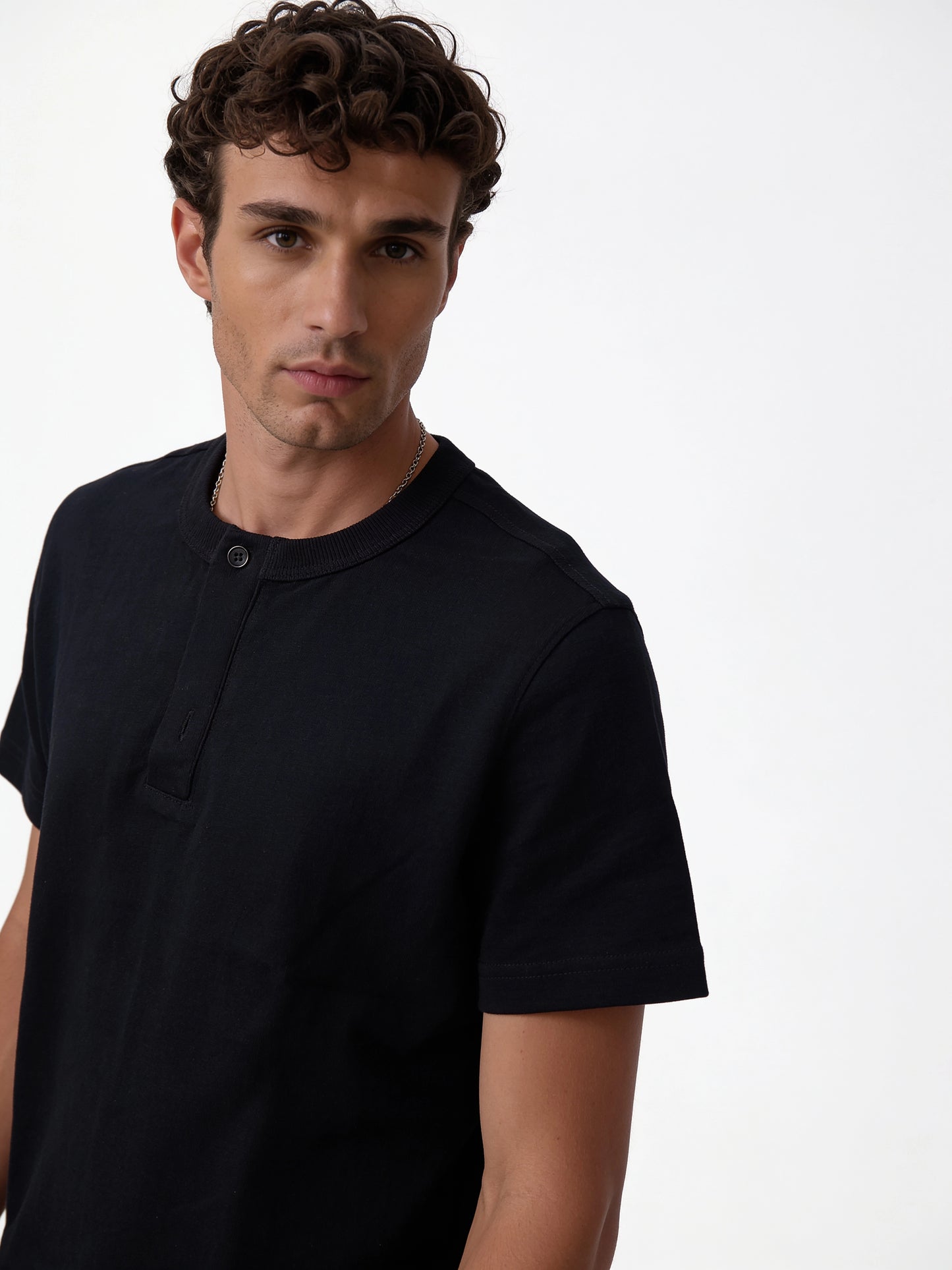 Buttoned Henley T-Shirt Cotton Regular Fit - seven