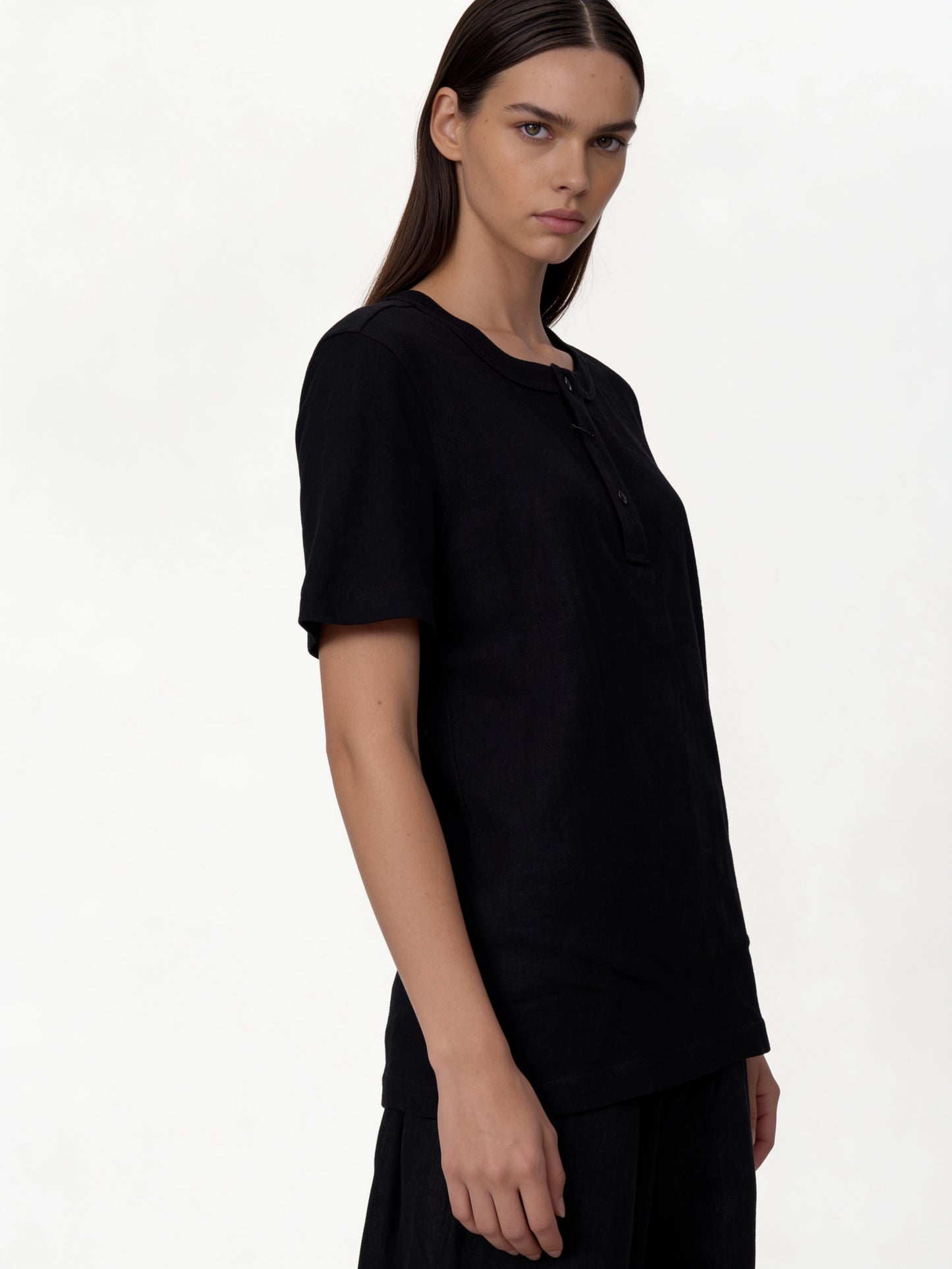 Buttoned Henley T-Shirt Cotton Regular Fit - seven