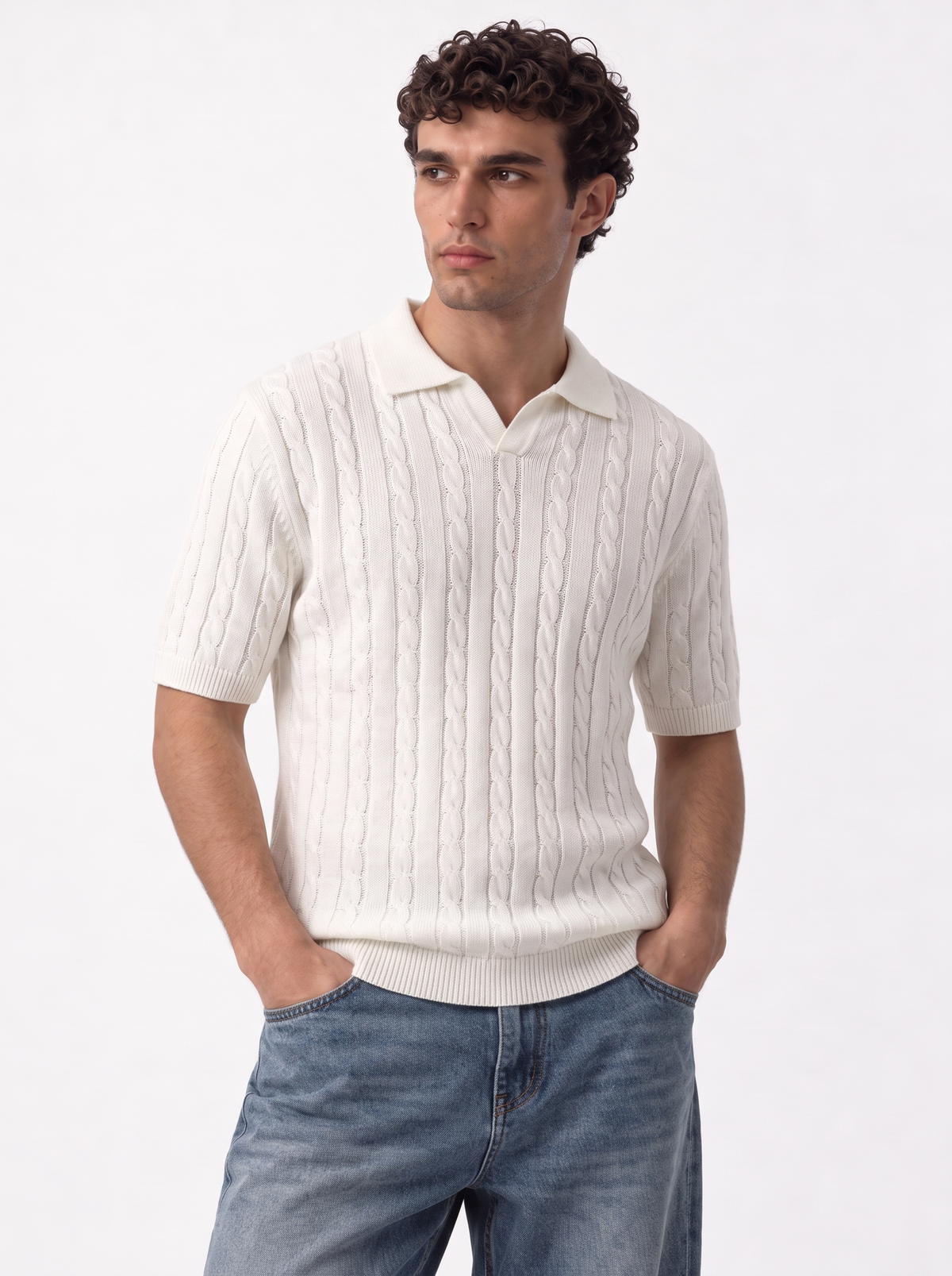 Cable Knit Polo Shirt Knit Regular Fit - FND - VEN0014