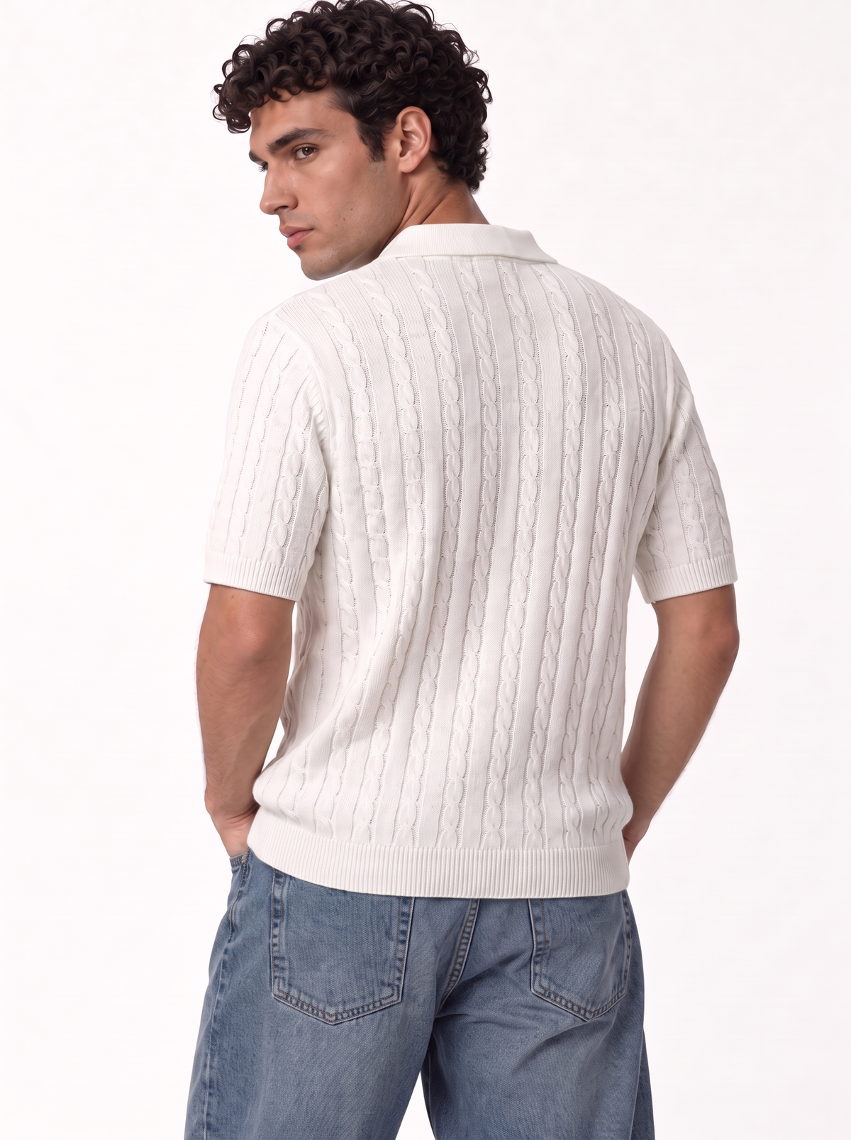 Cable Knit Polo Shirt Knit Regular Fit - FND - VEN0014