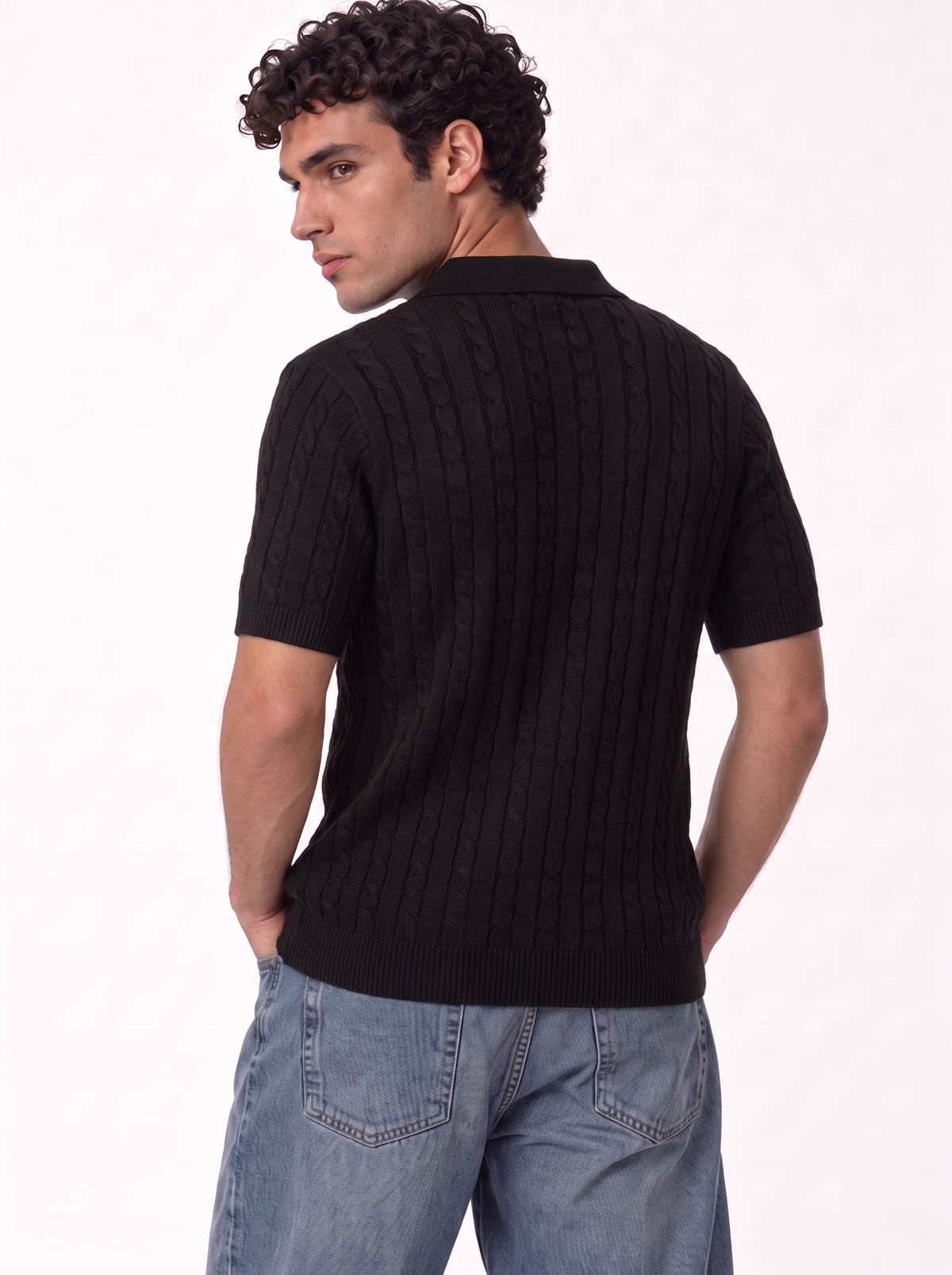 Cable Knit Polo Shirt Knit Regular Fit - FND - VEN0014