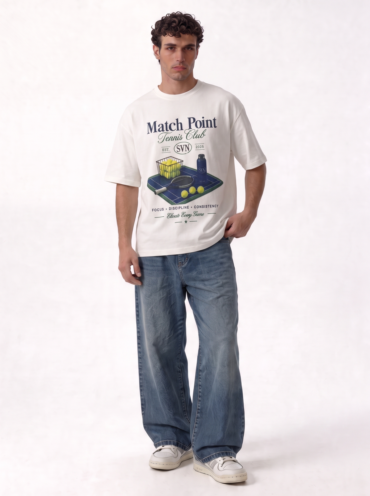 Tennis Club Graphic T-Shirt Oversized Fit - Seven - VEN0034