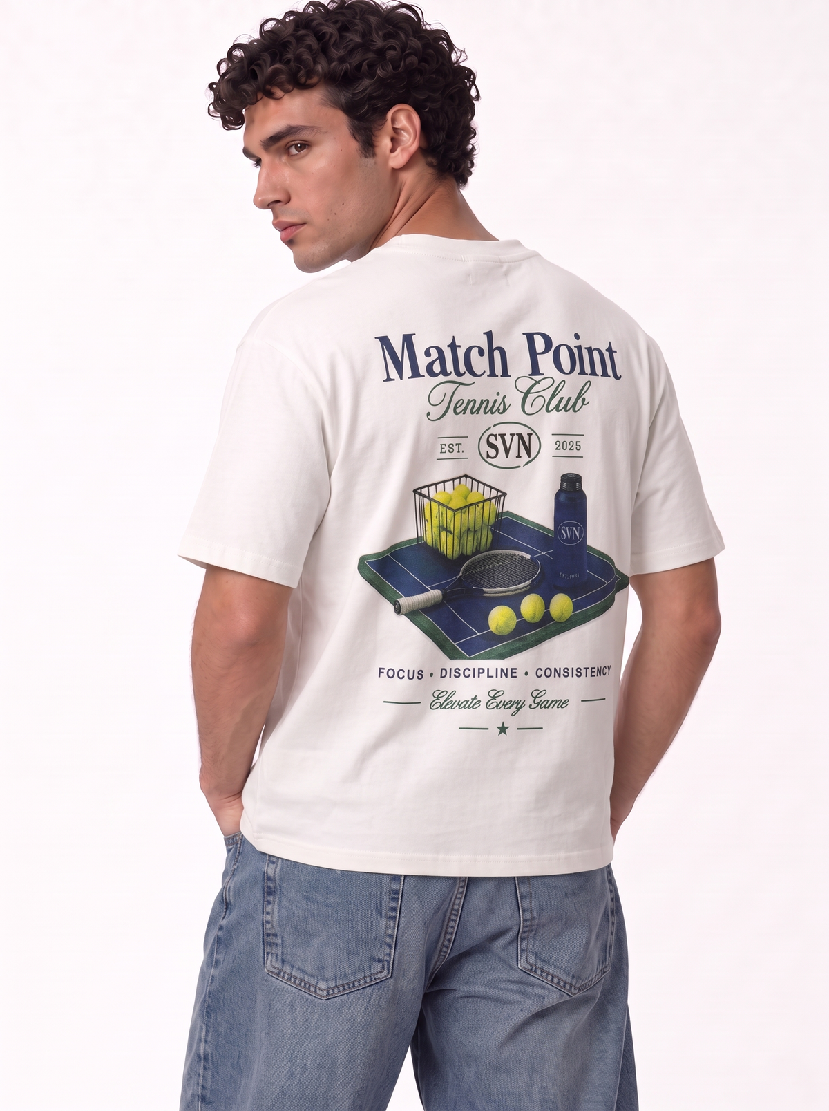 Tennis Club Graphic T-Shirt Oversized Fit - Seven - VEN0034