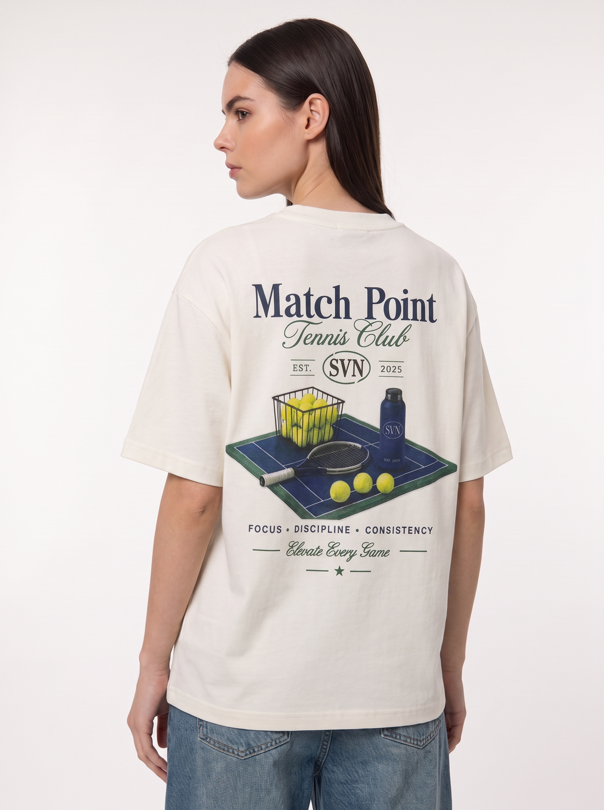 Tennis Club Graphic T-Shirt Oversized Fit - Seven - VEN0034