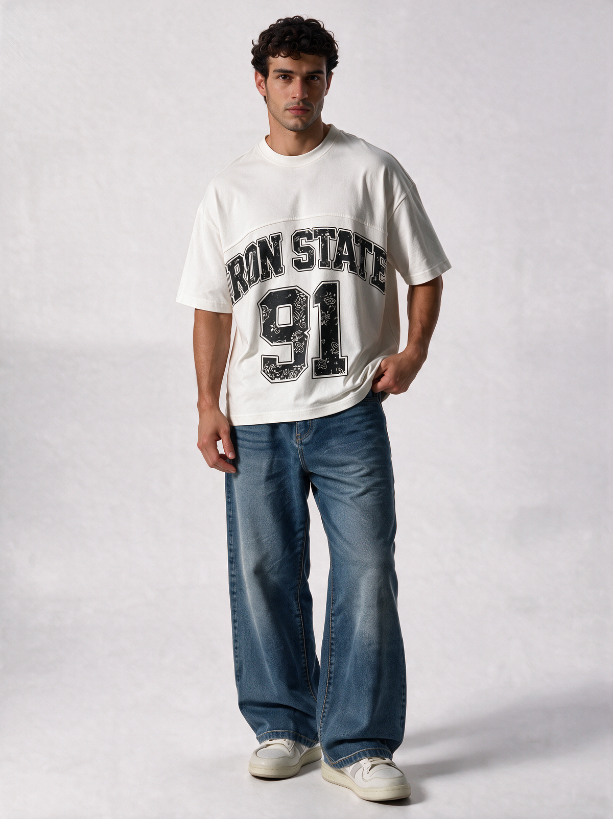 Panelled Graphic T-Shirt Oversized Fit - JE-X VEN0019