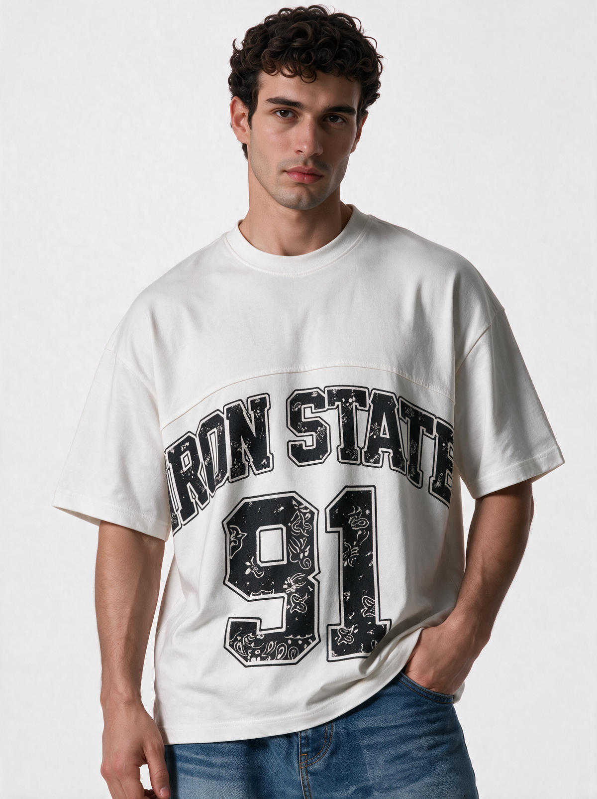 Panelled Graphic T-Shirt Oversized Fit - JE-X VEN0019