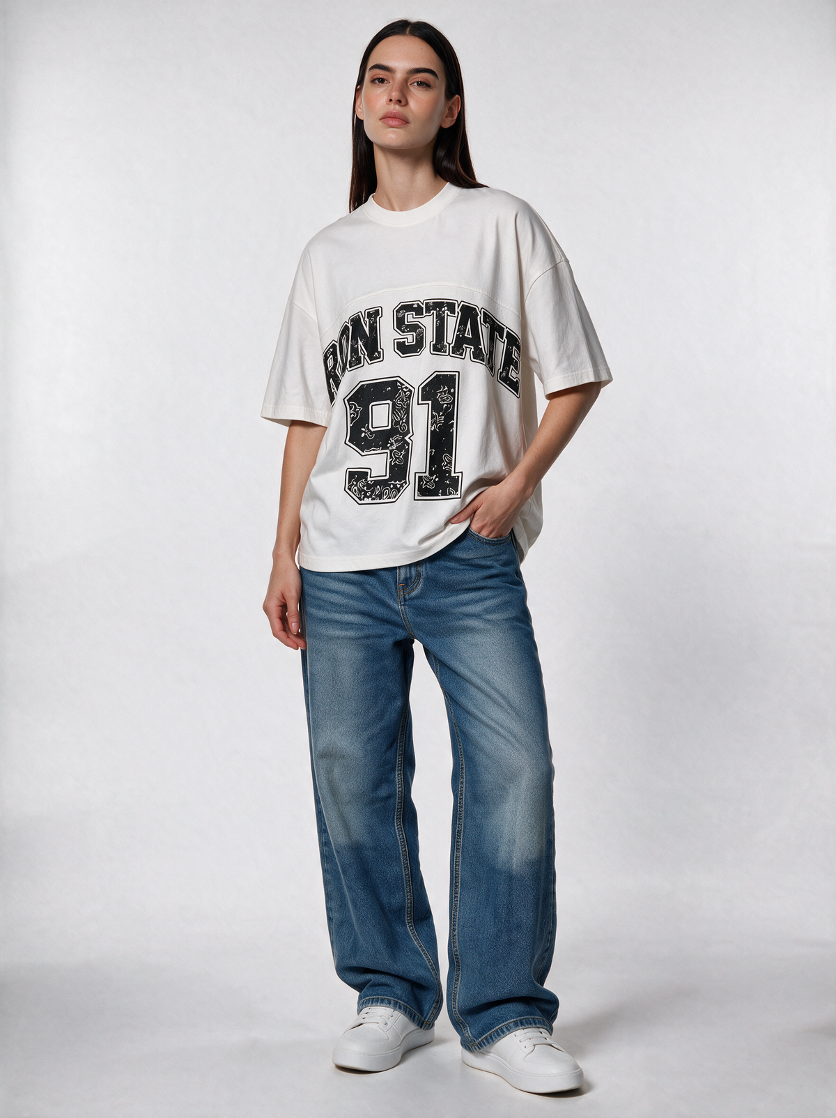 Panelled Graphic T-Shirt Oversized Fit - JE-X VEN0019