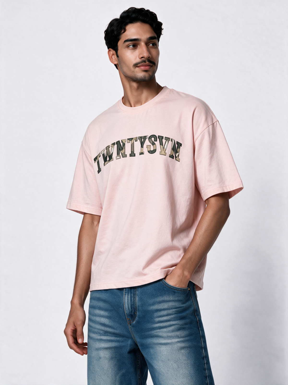 College Graphic T-Shirt Jersey Oversized Fit - 27