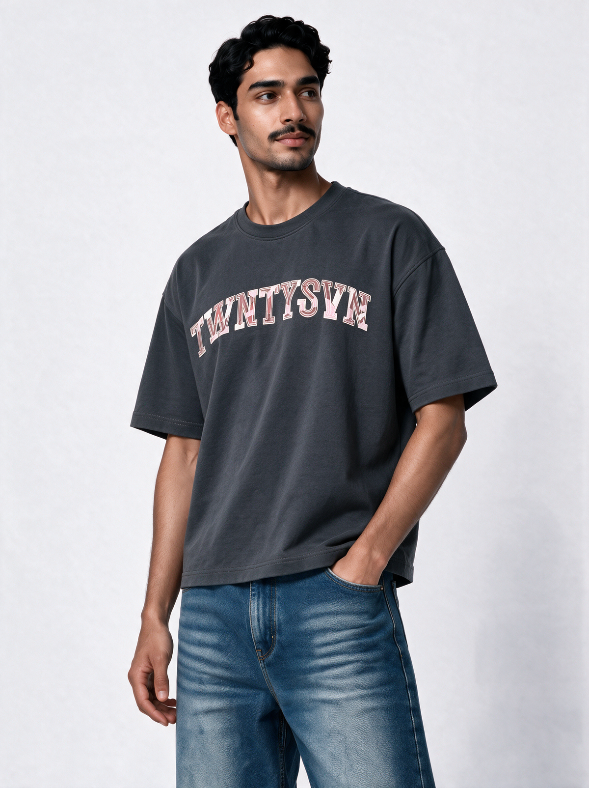College Graphic T-Shirt Jersey Oversized Fit - 27