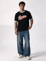 Ribbed Trim Graphic T-Shirt Relaxed Fit - Seven