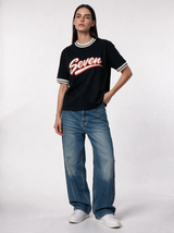 Ribbed Trim Graphic T-Shirt Relaxed Fit - Seven