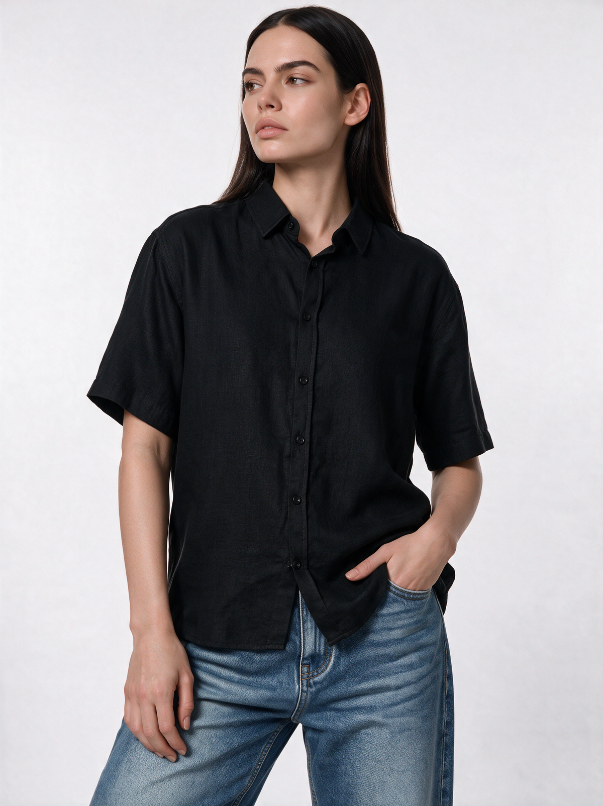 Buttoned Shirt Linen Relaxed Fit - SEVEN