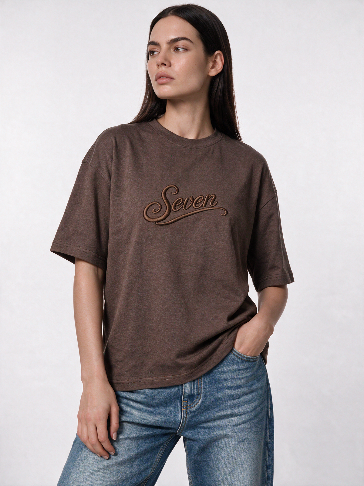 Embroidered Script T-Shirt Knit Relaxed Fit - Seven