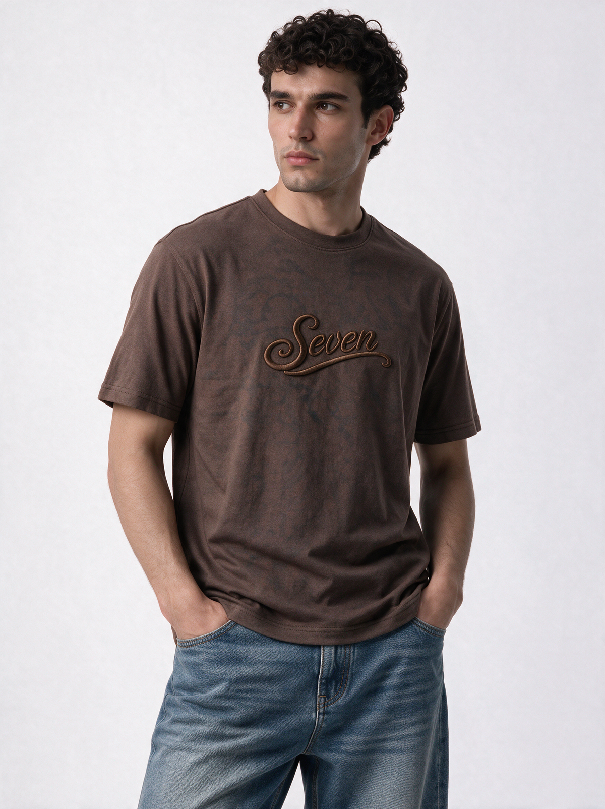 Embroidered Script T-Shirt Knit Relaxed Fit - Seven