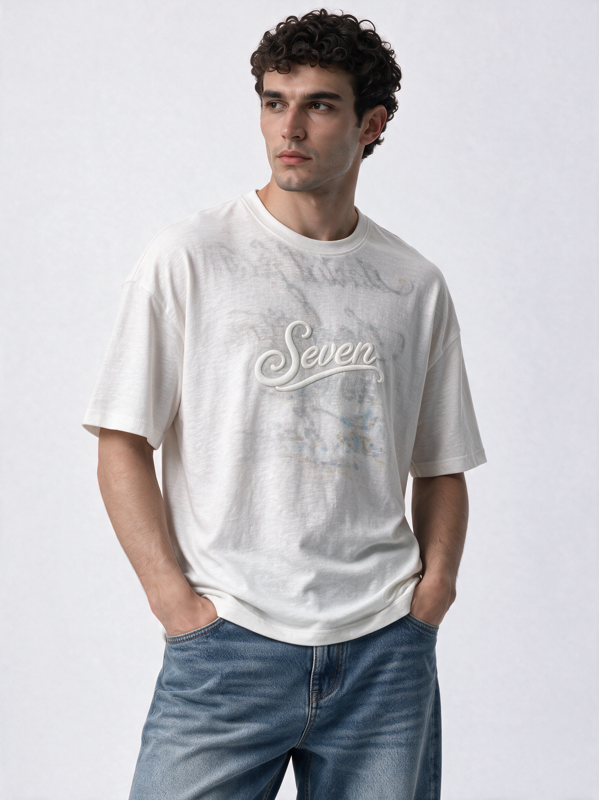 Embroidered Script T-Shirt Knit Relaxed Fit - Seven