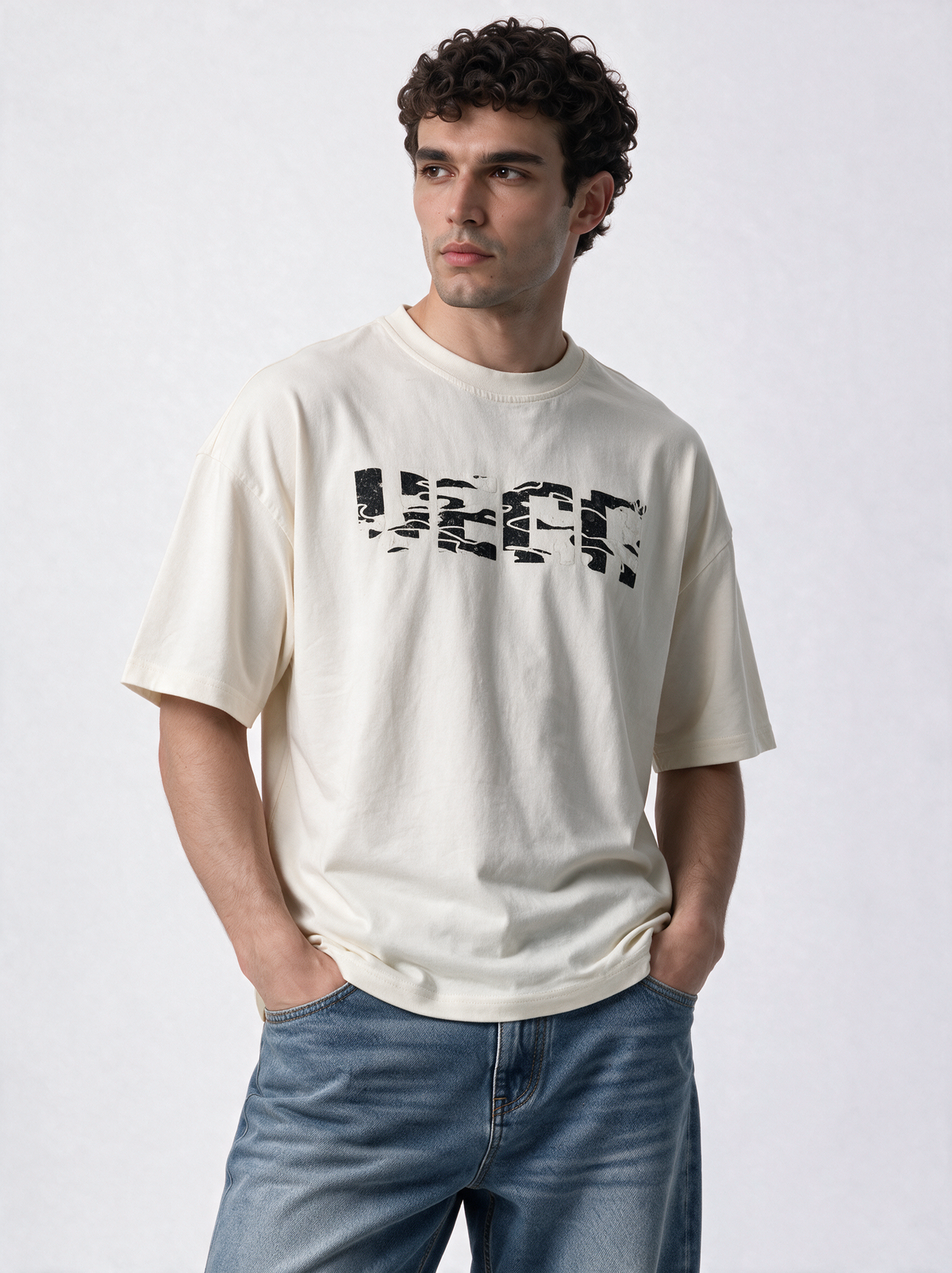 Distressed Graphic T-Shirt Knit Relaxed Fit - VEGA