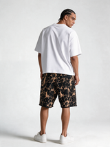 Graphic Printed Fleece Shorts Relaxed Fit - Genz Saudi