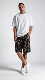 Graphic Printed Fleece Shorts Relaxed Fit - Genz Saudi