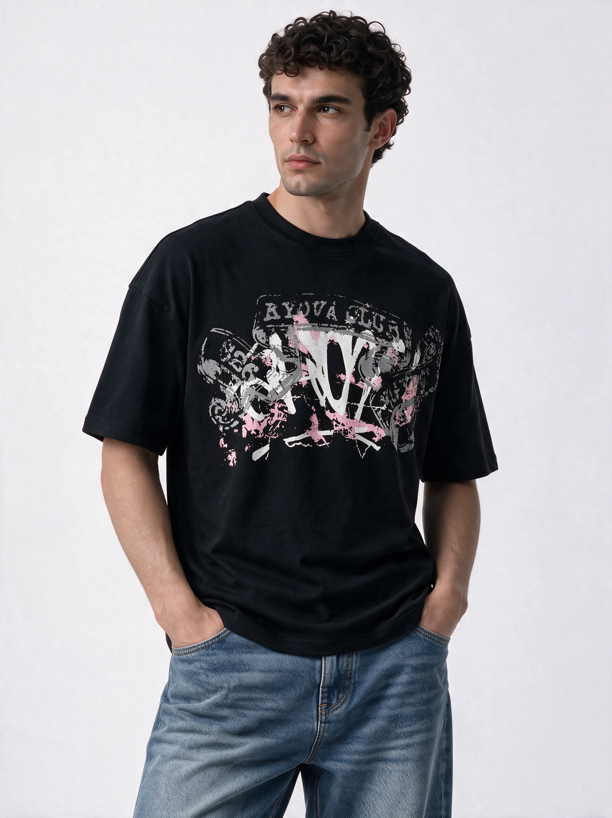 Distressed Graphic T-Shirt Relaxed Fit - Kyova
