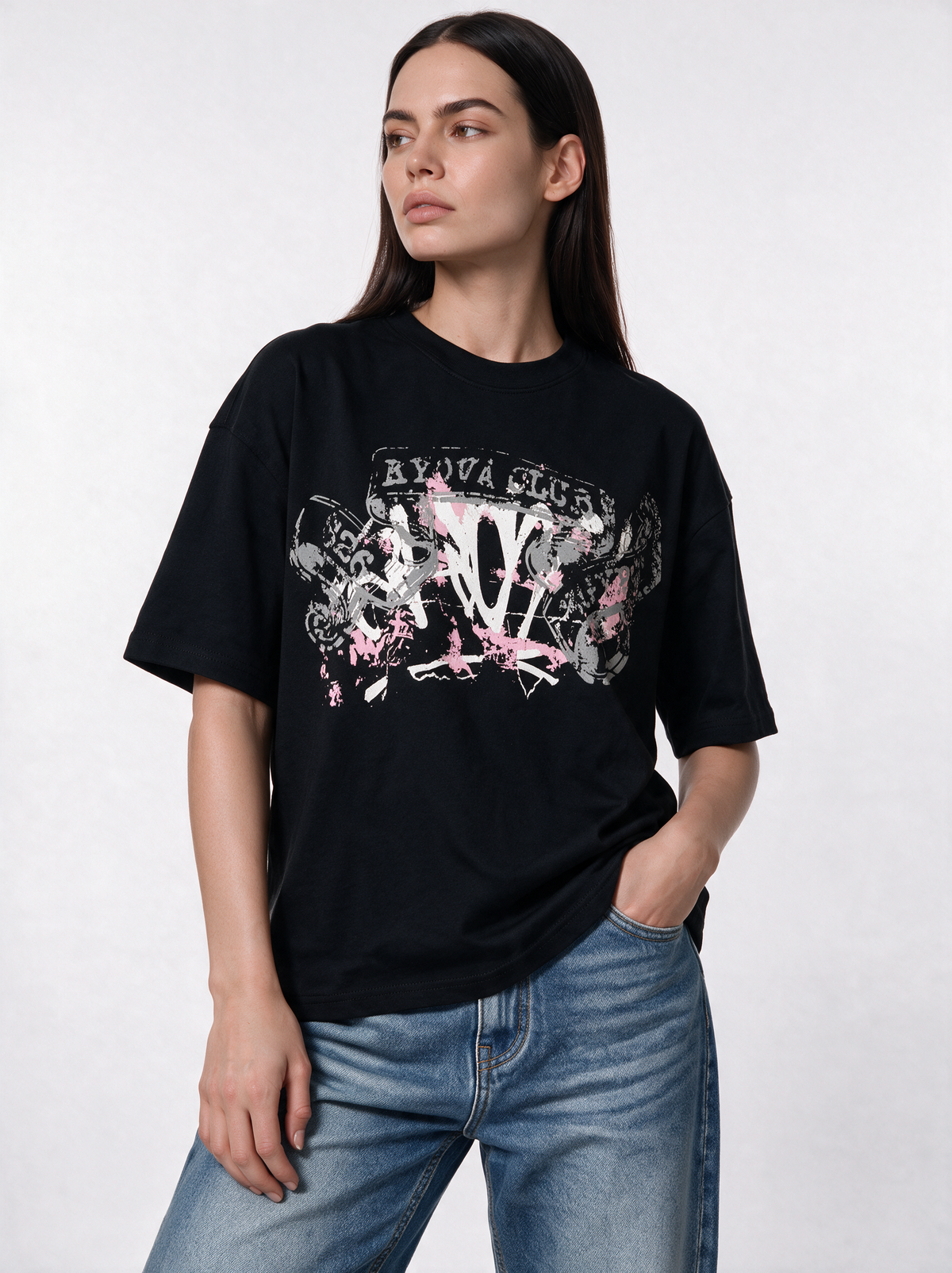 Distressed Graphic T-Shirt Relaxed Fit - Kyova