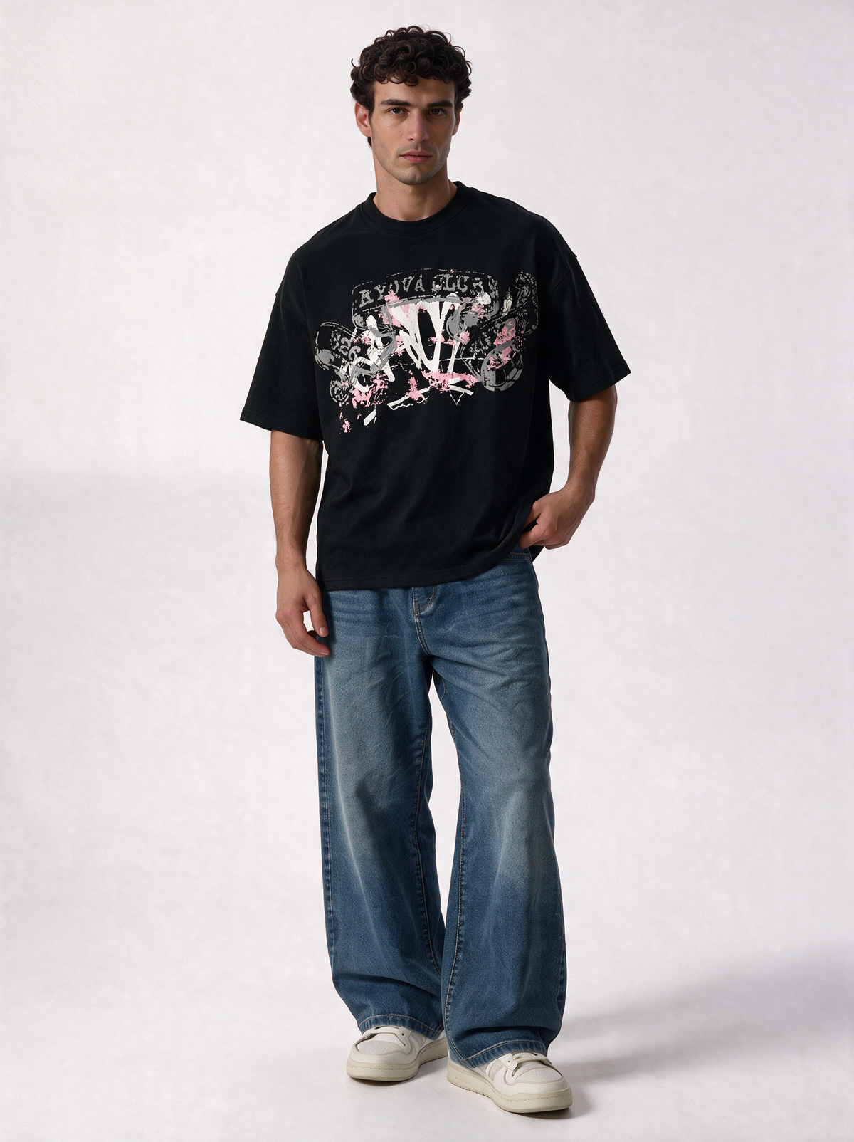Distressed Graphic T-Shirt Relaxed Fit - Kyova