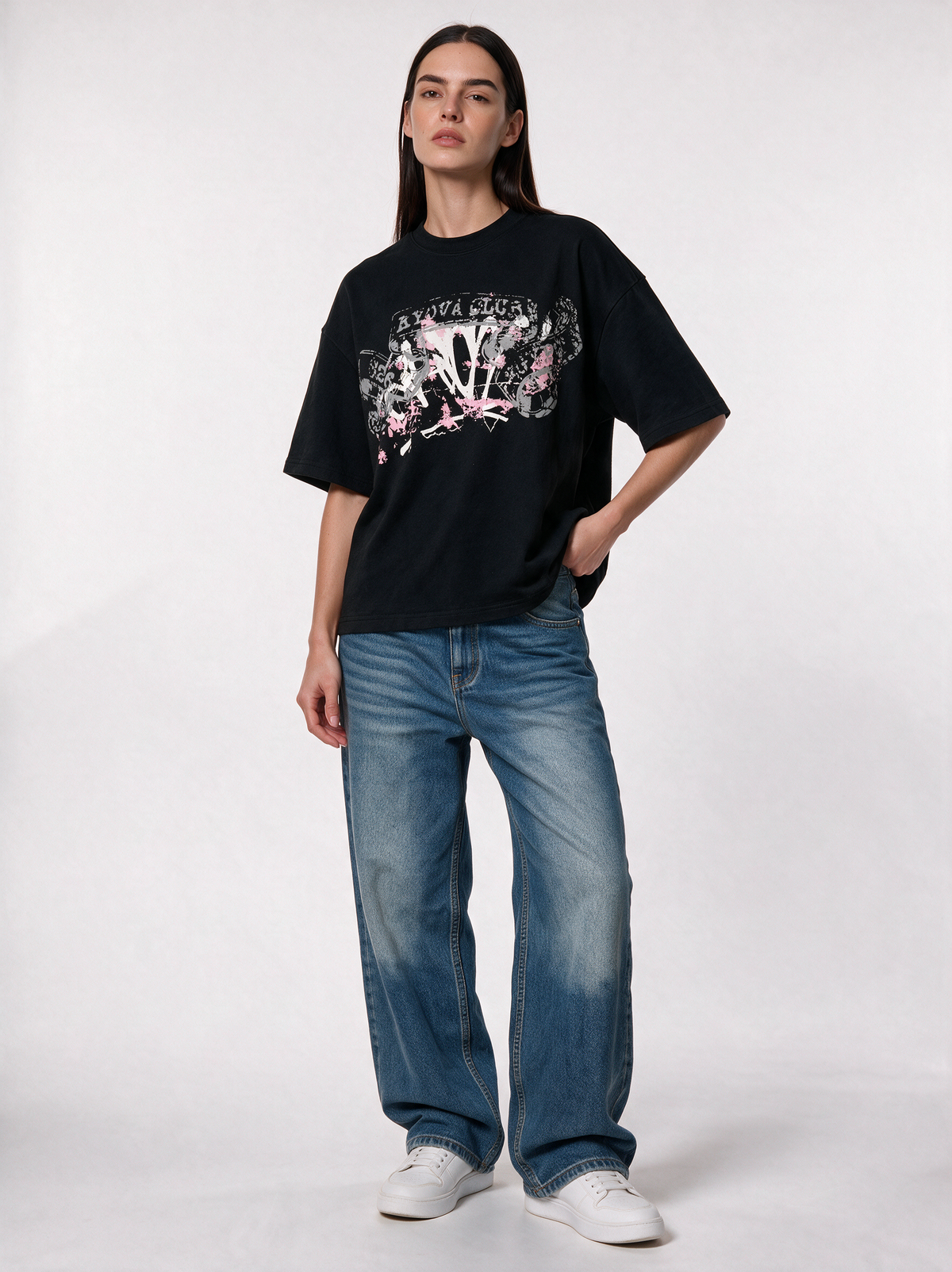 Distressed Graphic T-Shirt Relaxed Fit - Kyova