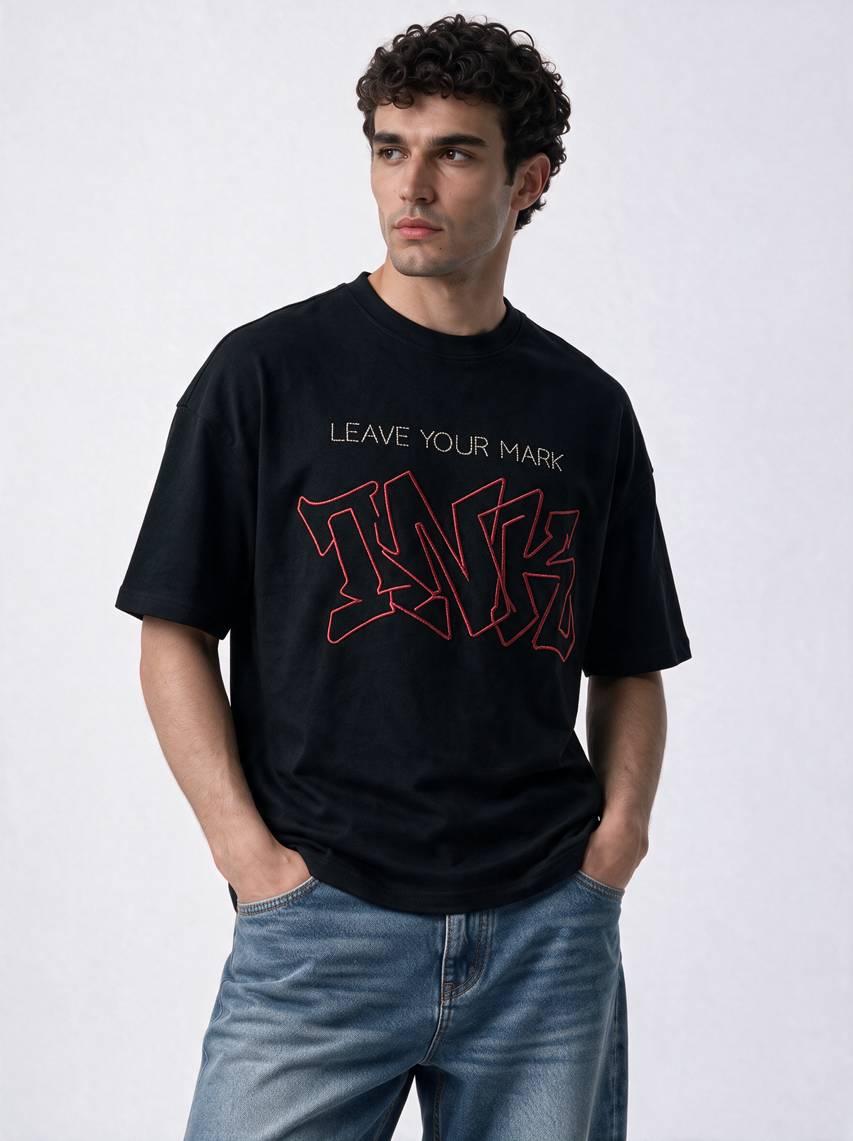 Graffiti Graphic T-Shirt Fabric Relaxed Fit - Genz Saudi