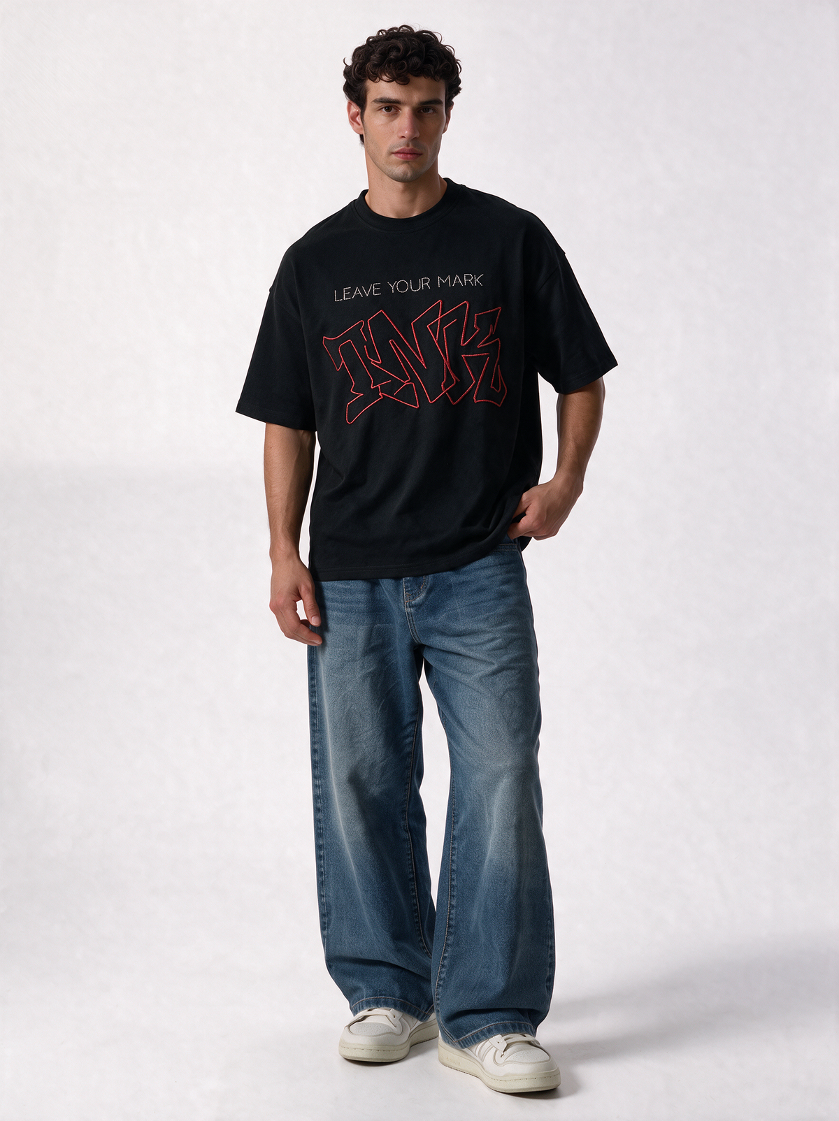 Graffiti Graphic T-Shirt Fabric Relaxed Fit - Genz Saudi