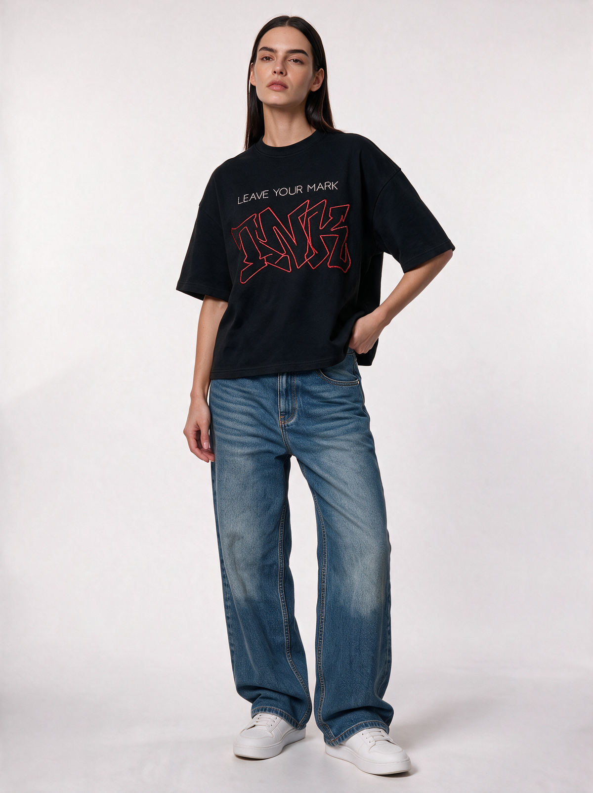 Graffiti Graphic T-Shirt Fabric Relaxed Fit - Genz Saudi