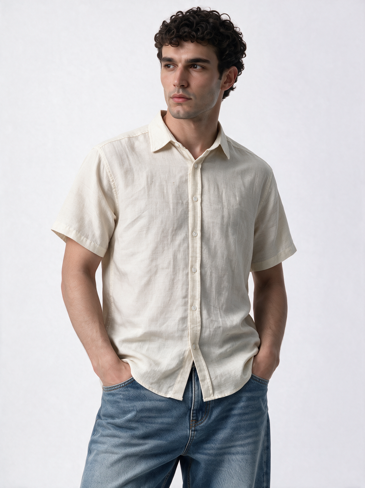 Buttoned Shirt Linen Relaxed Fit - SEVEN