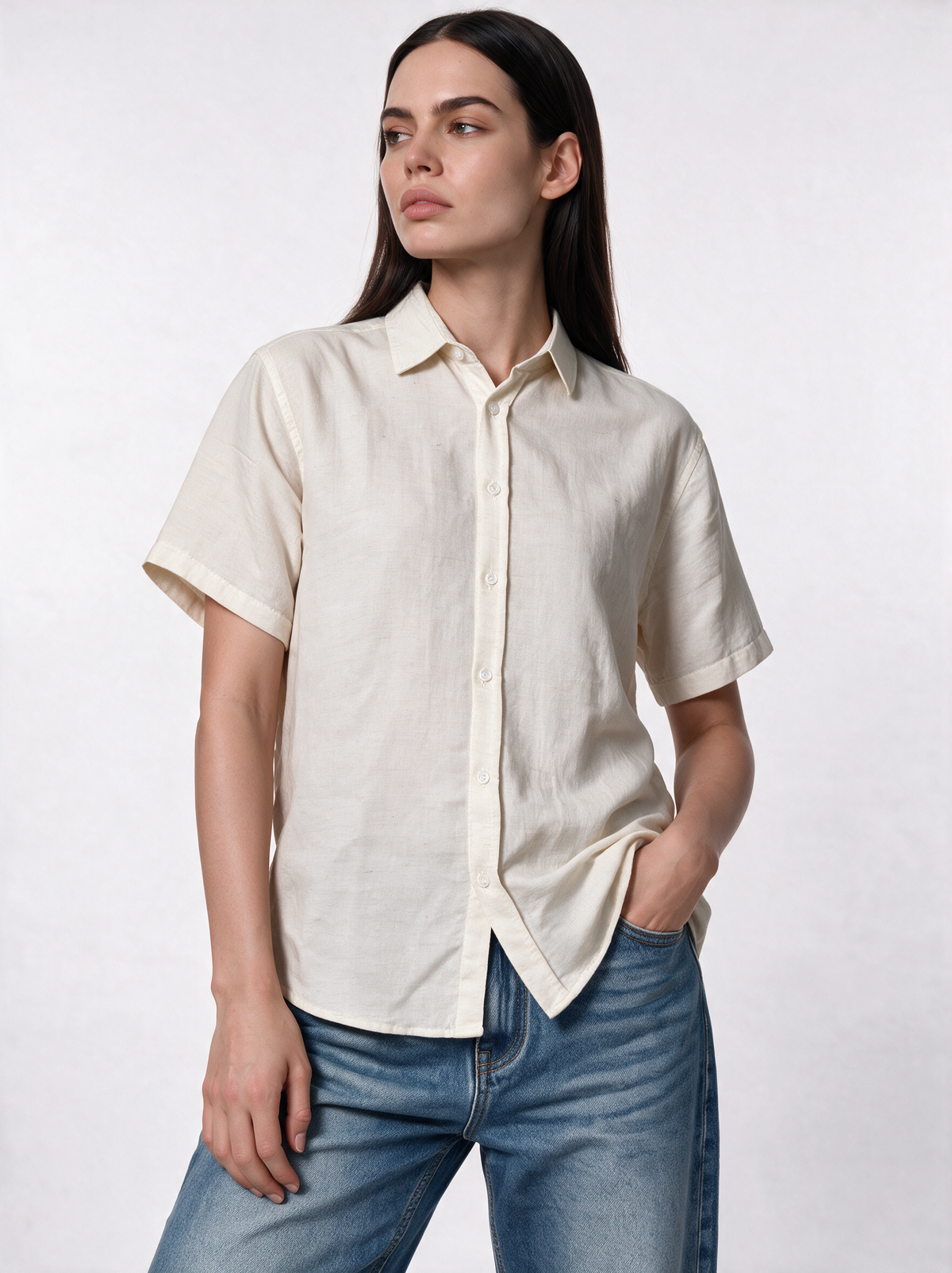 Buttoned Shirt Linen Relaxed Fit - SEVEN