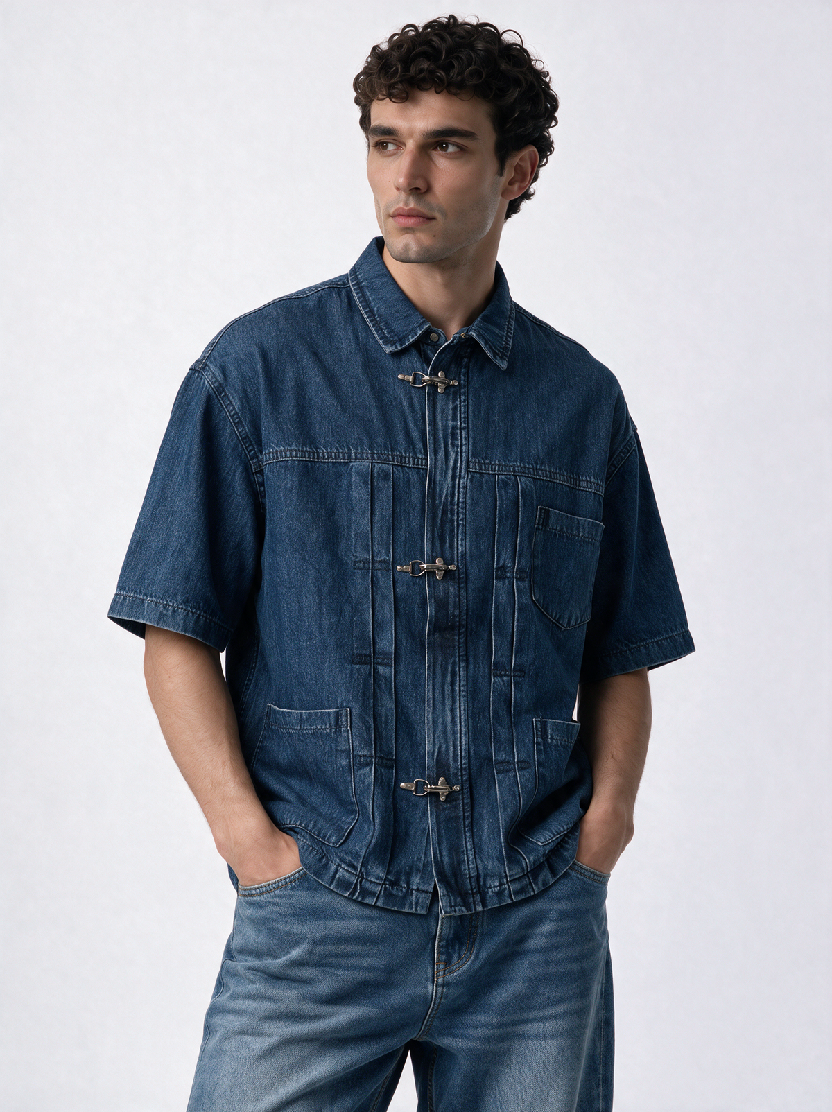 Utility Pocket Denim Jacket Relaxed Fit - Genz Saudi