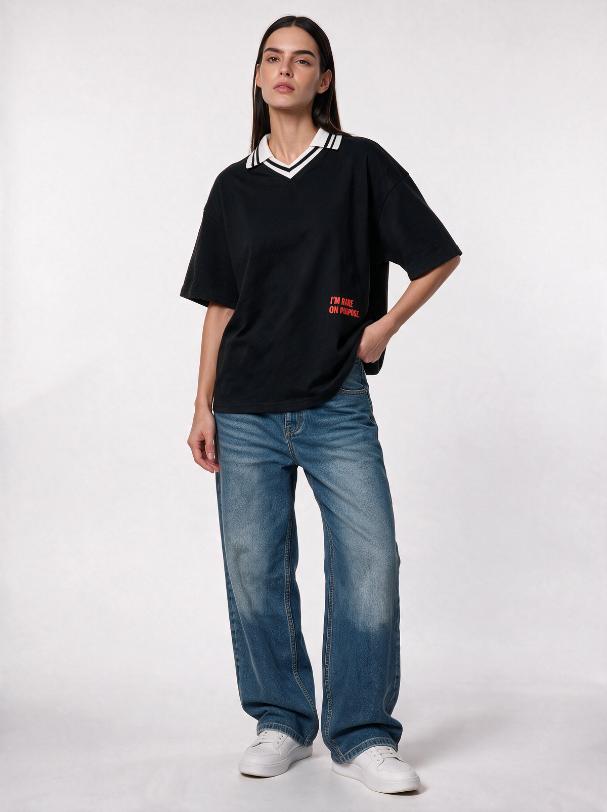 Back Graphic T-Shirt Knit Relaxed Fit - Genz Saudi