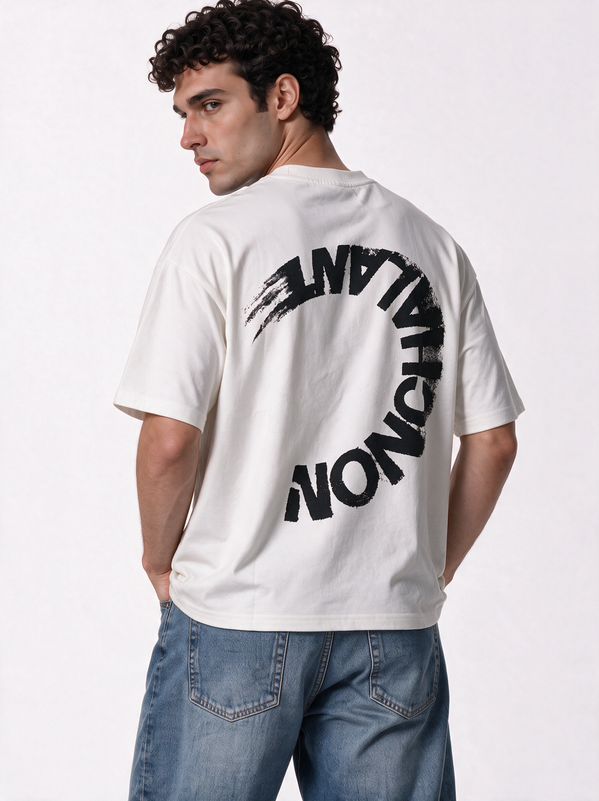 Back Print T-Shirt Relaxed Fit - Genz Saudi