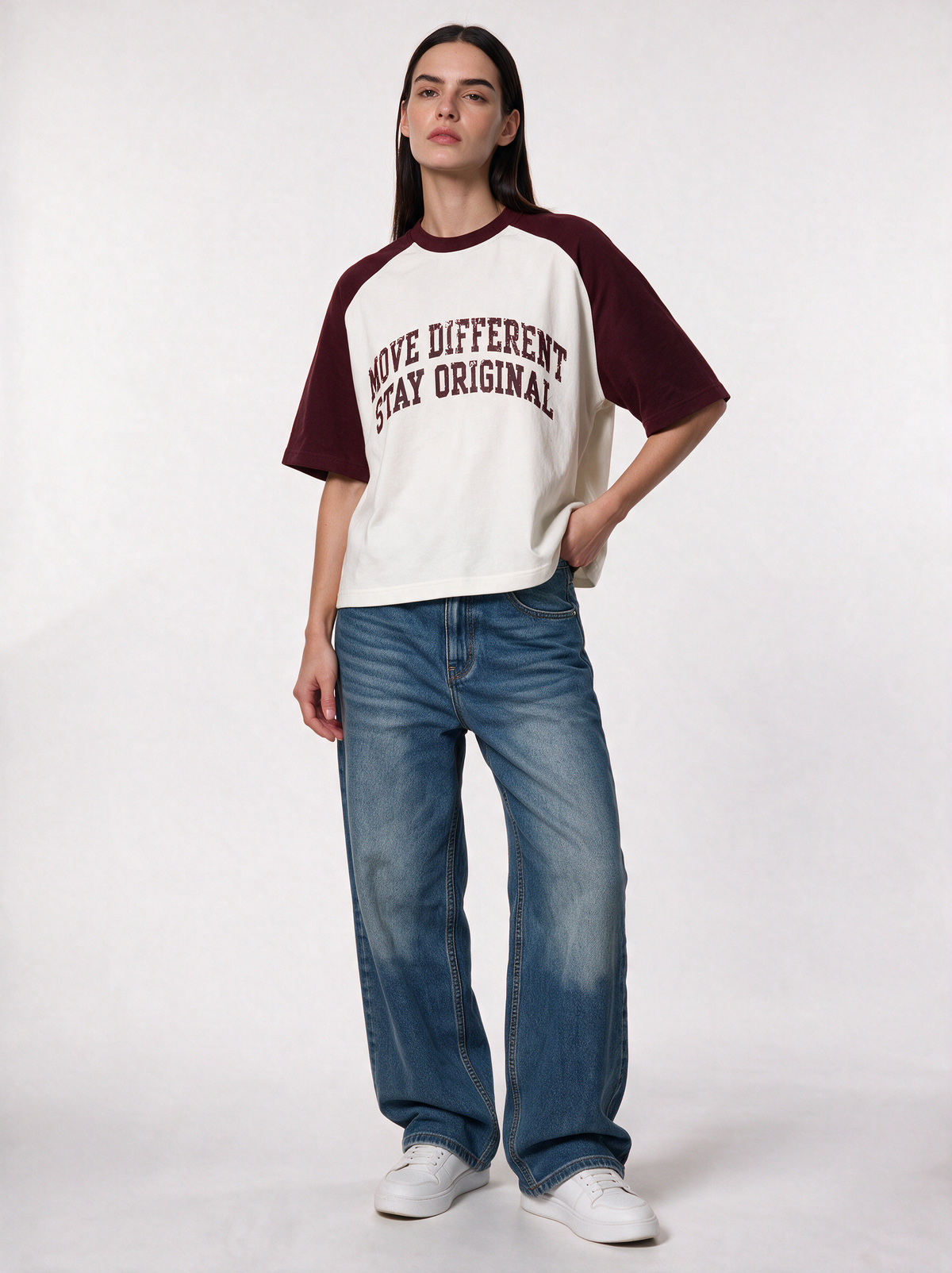 Graphic Front Print T-Shirt Knit Relaxed Fit - Genz Saudi