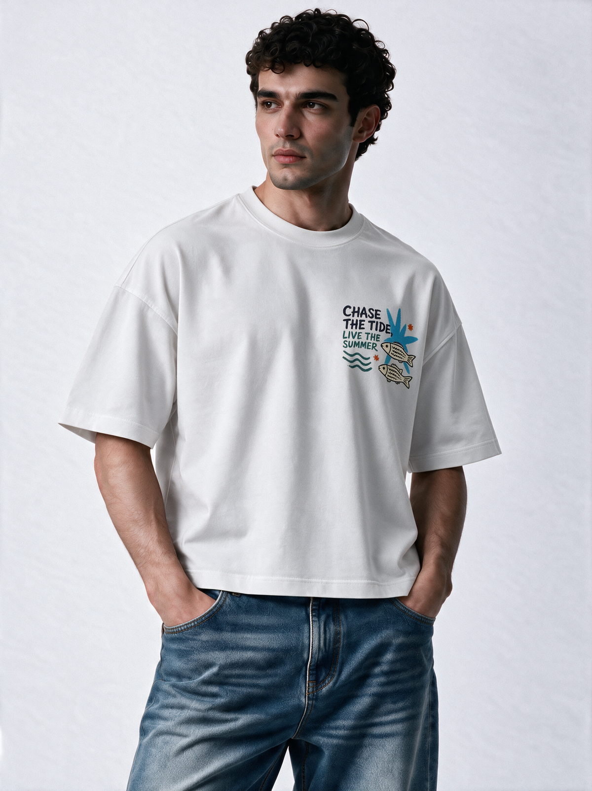 Graphic Back Print T-Shirt Boxy Fit - Genz Saudi