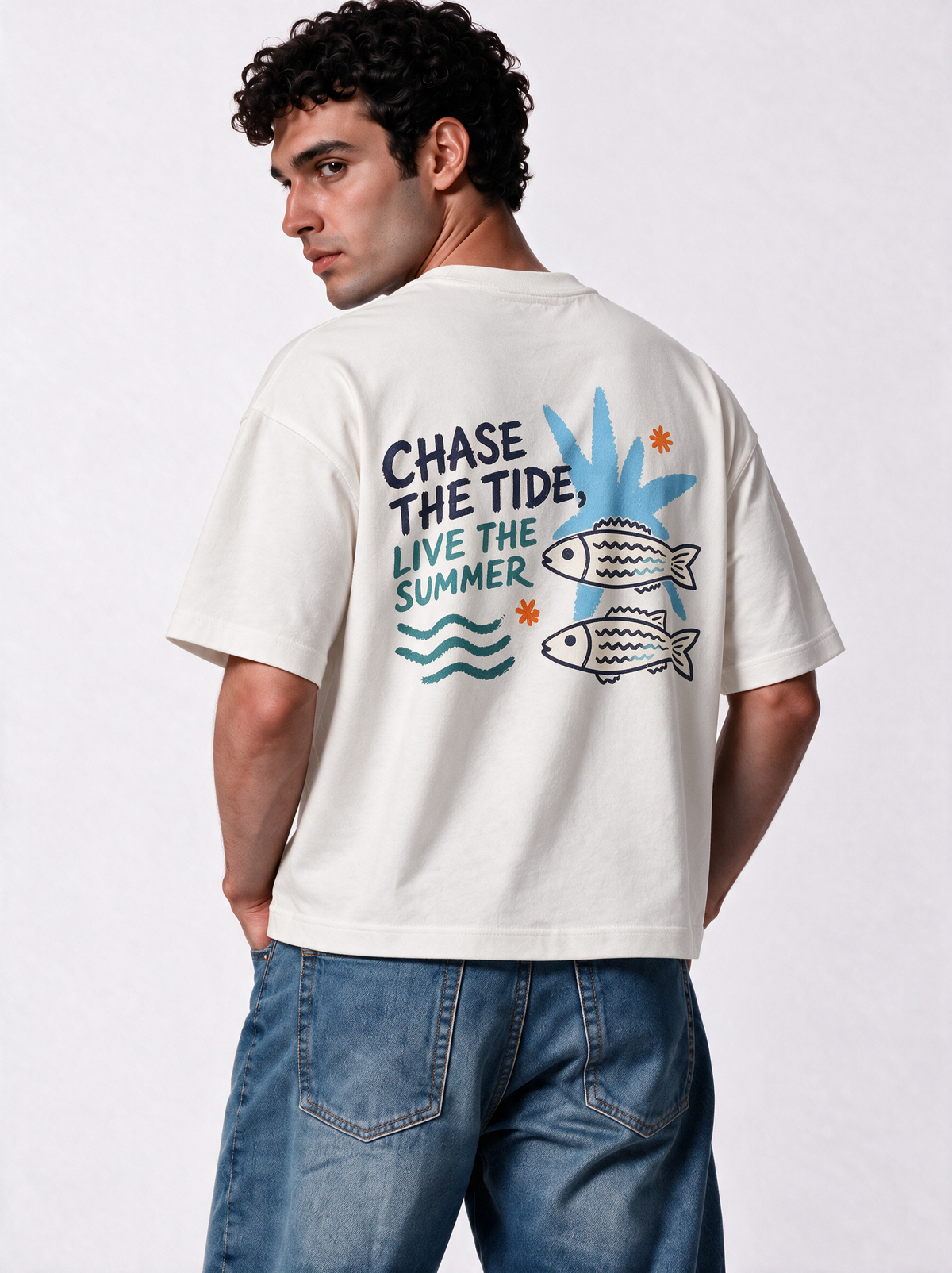 Graphic Back Print T-Shirt Boxy Fit - Genz Saudi
