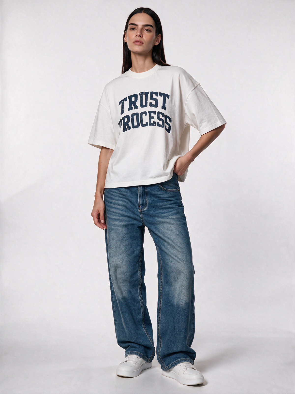 Graphic T-Shirt Knit Boxy Fit - Genz Saudi
