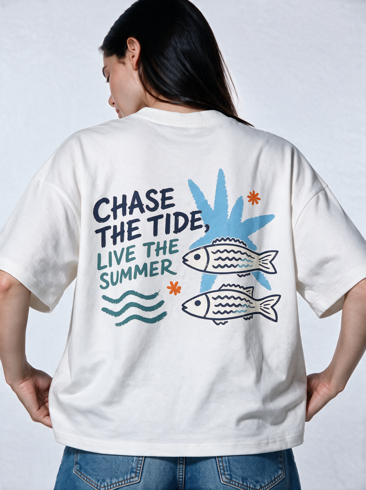 Graphic Back Print T-Shirt Boxy Fit - Genz Saudi
