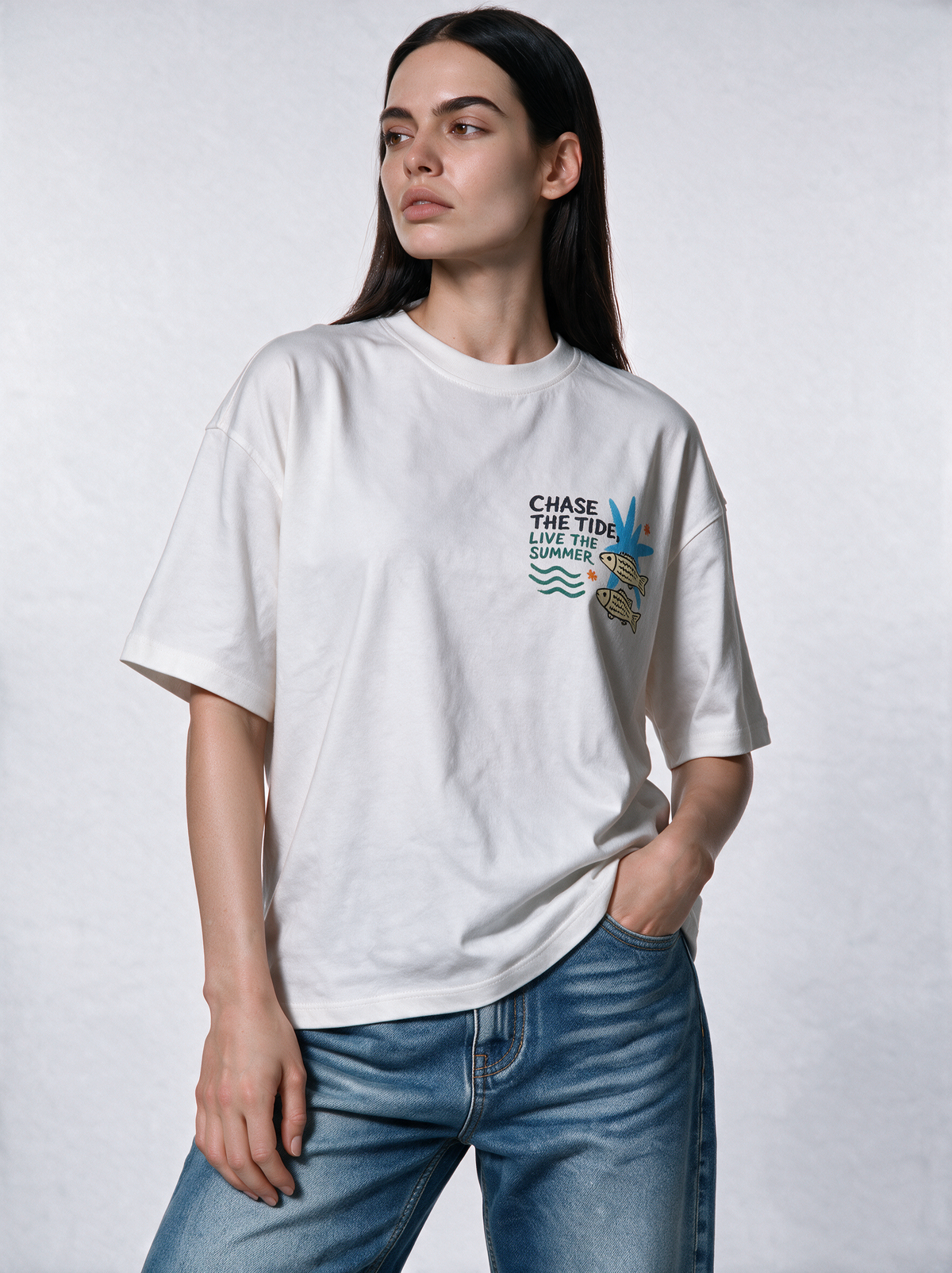 Graphic Back Print T-Shirt Boxy Fit - Genz Saudi